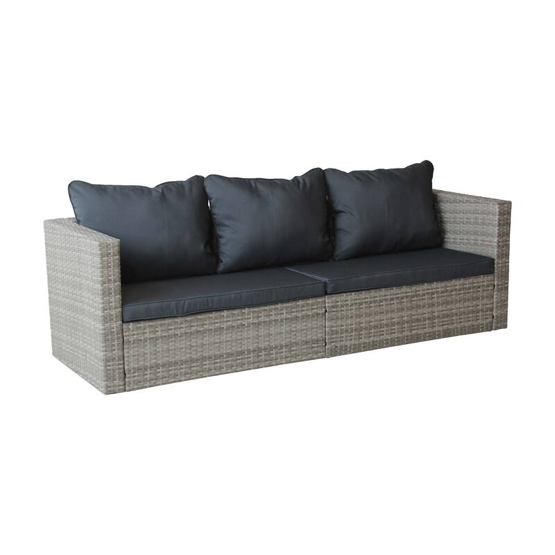 4-Piece Wicker Patio Conversation Set with Black Cushions