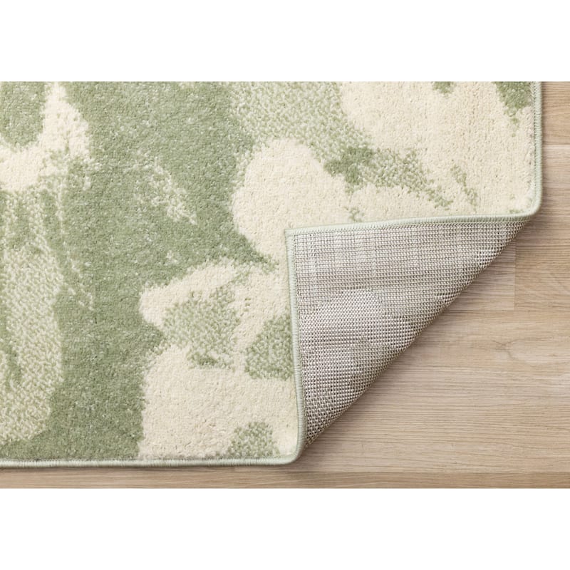 Ellis Collection - Floral Green Cream Area Rug