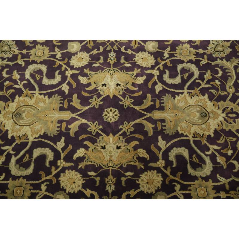 Hand Knotted Oriental 100% Wool Carpet Traditional All-Over Purples Agra Area Rug - 11' 11'' X 9' 0''