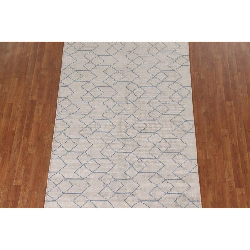 All-Over Moroccan Indian Area Rug Hand-Knotted Wool Carpet - 5'0"x 7'11"