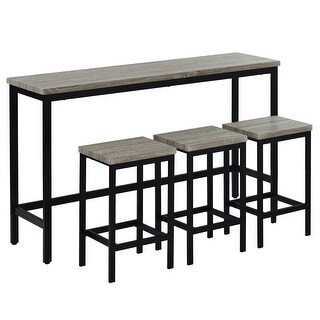 Counter Height Extra Long Dining Table Set with 3 Stools Pub Kitchen ...