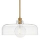 preview thumbnail 1 of 1, Lark 83497 Maisie 15" Wide Pendant with Clear Glass Shade Lacquered Brass