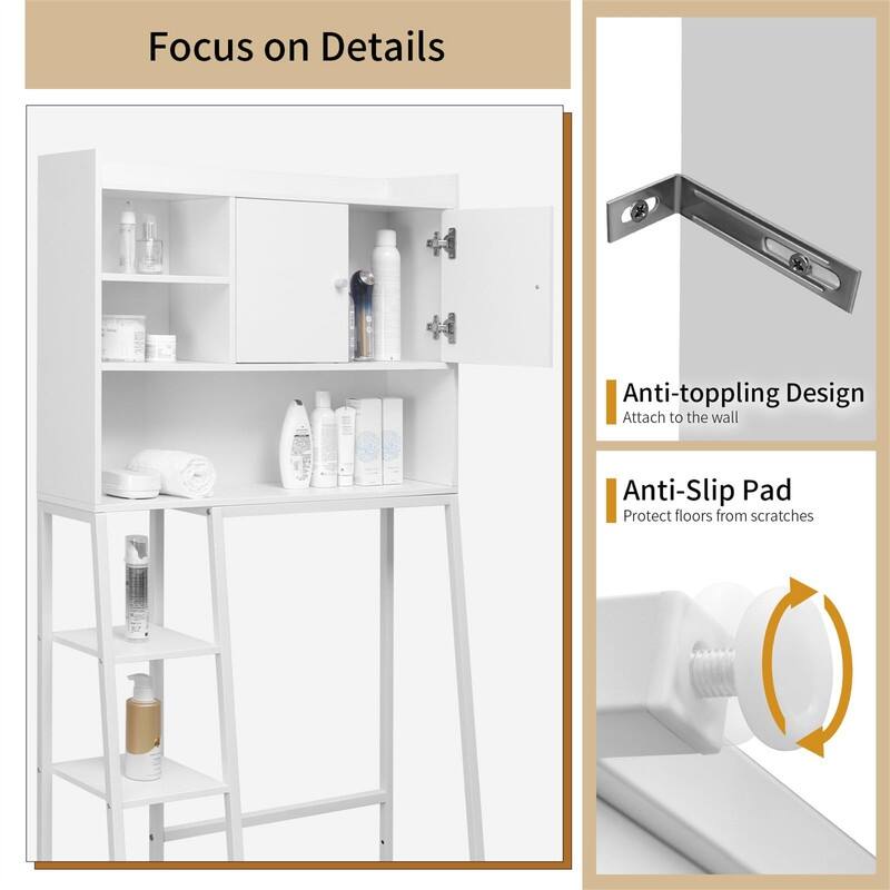 Over the Toilet Storage Cabinet - 11.81"D x 31.5"W x 61.4"H