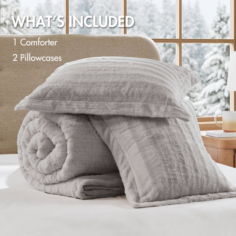 Madison Park York Faux Fur Comforter Mini Set
