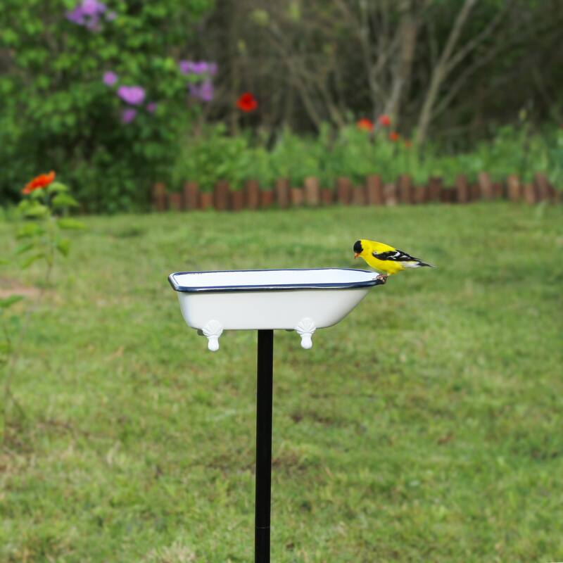 Splish-Splash Bird Bath - Brass with White Finish by Good Directions
