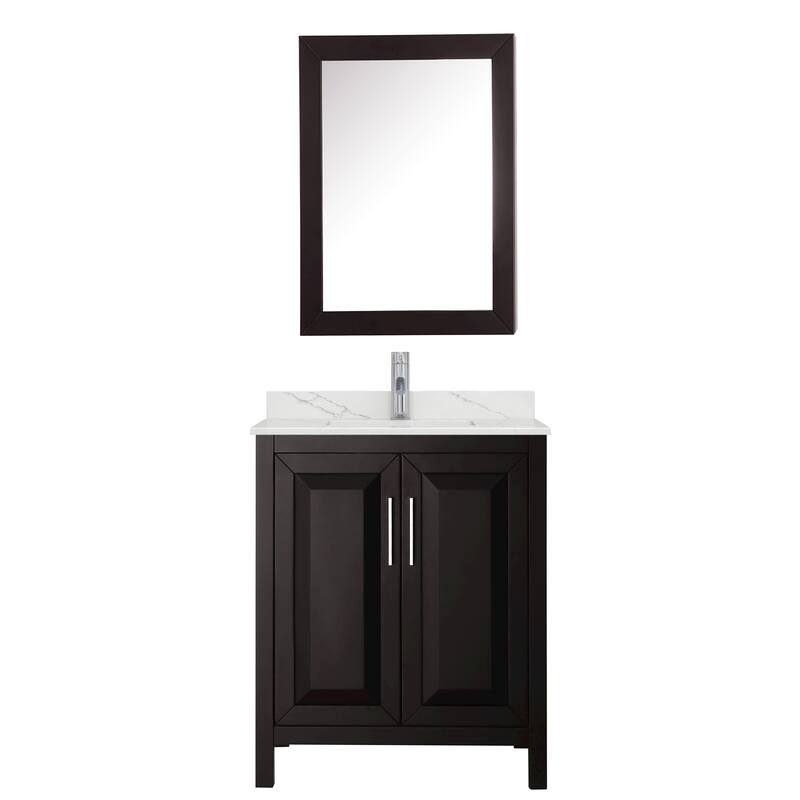Daria 30-inch Single Vanity, Single Hole Quartz Top, Med Cabinet