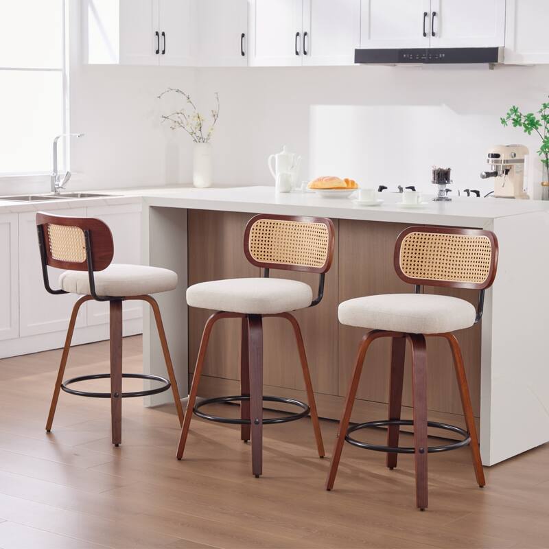 Set of 3 26-Inch Counter Height Bar Stools - Beige