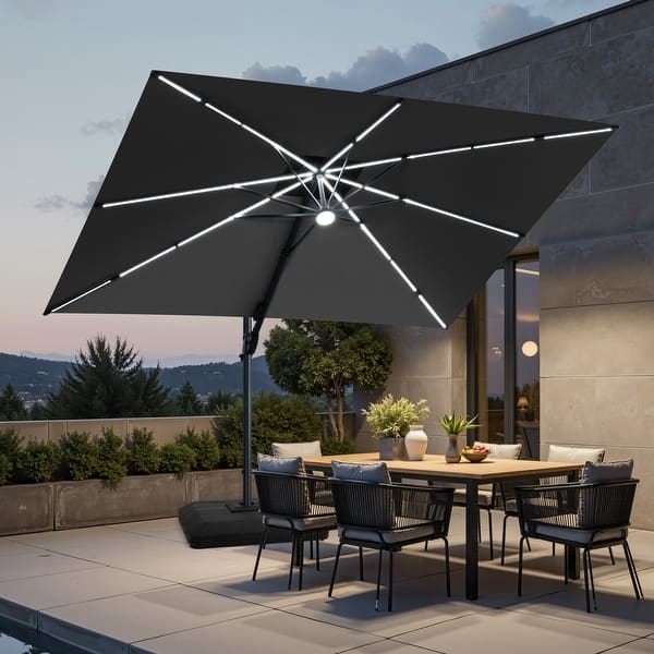 cantilever patio umbrella wind VredHom 9X11FT Aluminum Outdoor Dual Wind Vent Offset Cantilever Patio  Umbrella - On Sale - Bed Bath & Beyond
