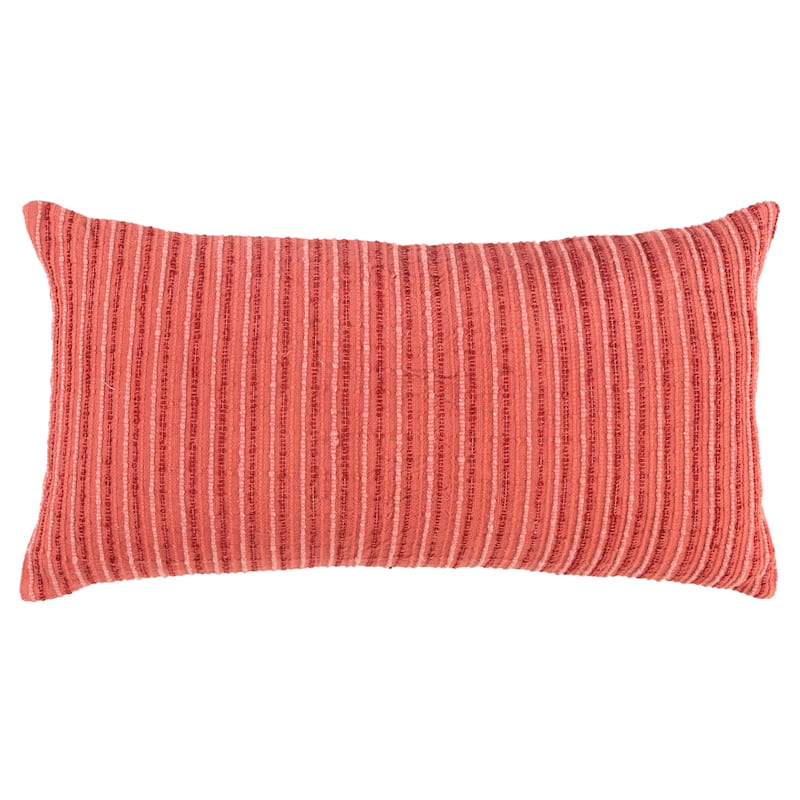 Rizzy Home Tonal Stripe Textured Solid Throw Pillow - Coral