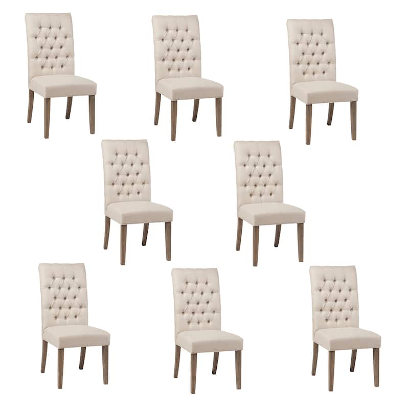 Arbor Oatmeal and Oak Tufted Back Chairs (Set of 8)