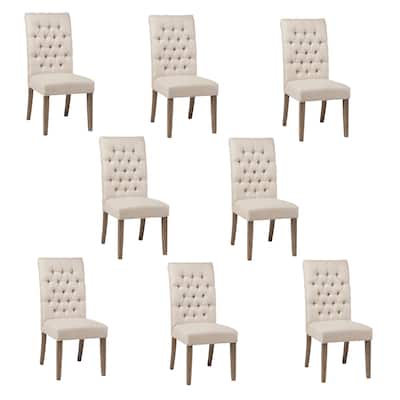 Arbor Oatmeal and Oak Tufted Back Chairs (Set of 8)
