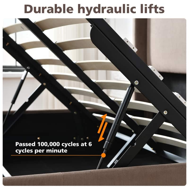 Lift Up Storage Platform Bed with Minimalist Headboard