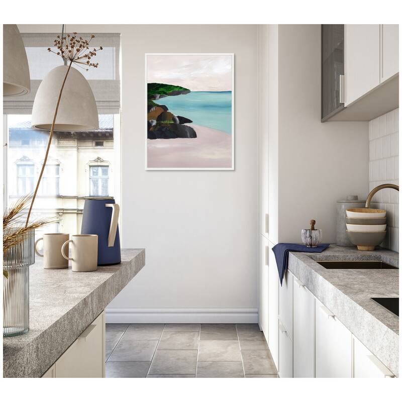 Kate and Laurel Sylvie Seascape Framed Canvas by Nikita Jariwala