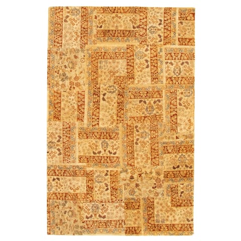 Hand-knotted Patch Deluxe Ivory Wool Rug