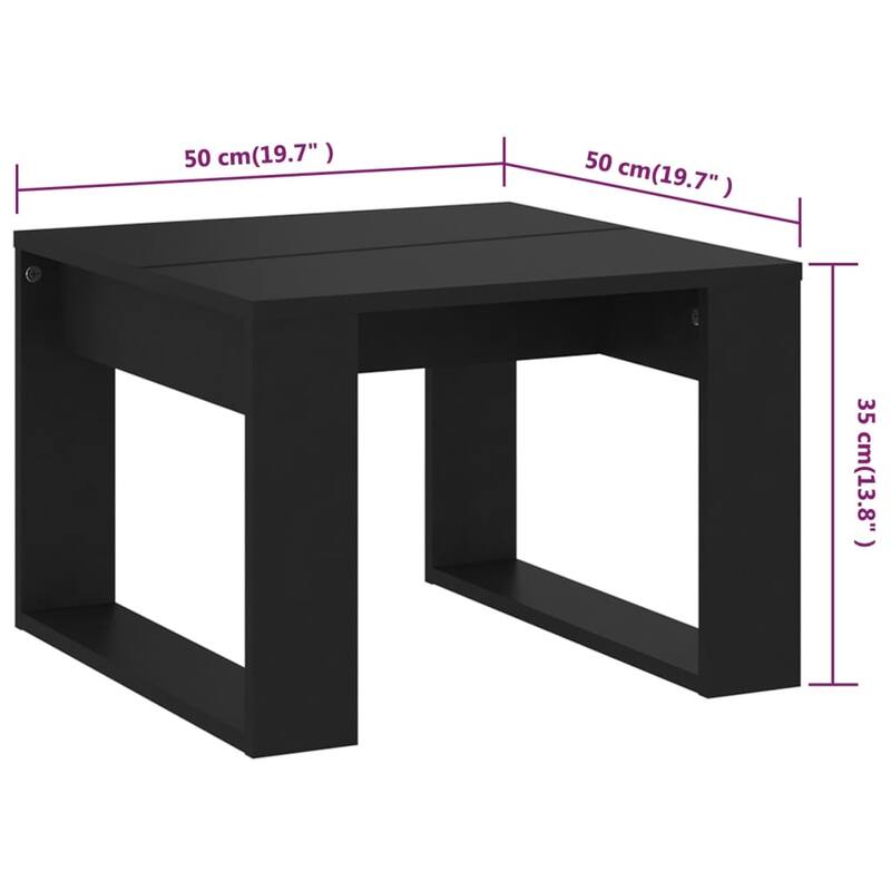 vidaXL Side Table Black Engineered wood 19.7x19.7x13.8 in Side Table - 19.7 x 19.7 x 13.8 in