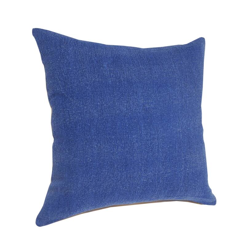 HomeRoots 20" X 20" Classic Blue 100% Cotton Zippered Pillow