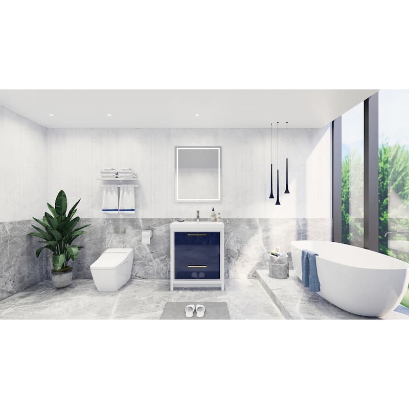 dolce 30 natural oak finish freestanding bath vanity with single basin reinforced acrylic top