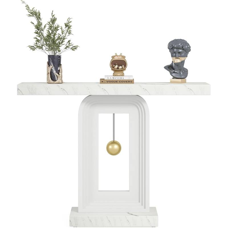40-Inch Faux Marble Console Table, Sofa/Entryway Table for Living Room, Hallway, Entrance