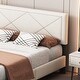 preview thumbnail 7 of 10, Velvet Upholstered Queen Bed with Rivet Detail, Modern Design Beige - Queen