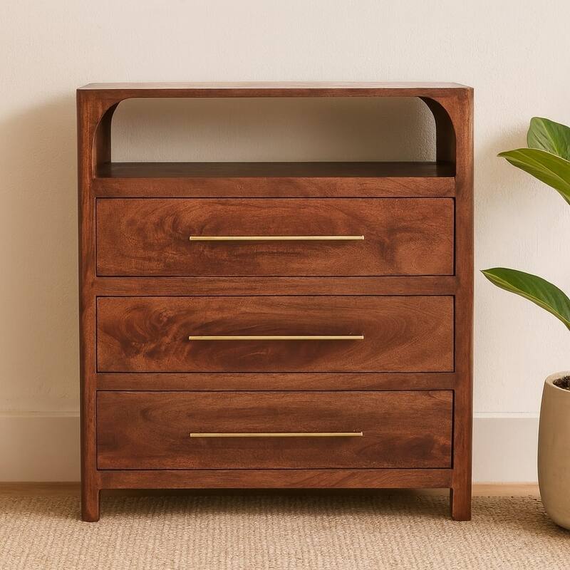 Artisan Furniture Solid Wood Arc-Line 3 Drawer Chest Brown - Brown