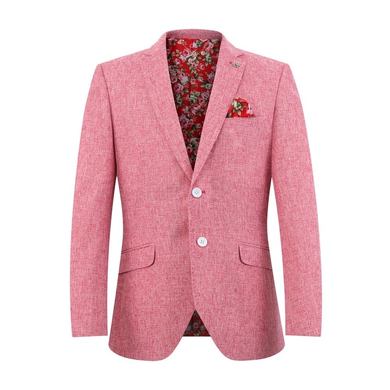 Elie Balleh Boys' Slim Fit Classic Mélange Jacket - XL/18-20 - Pink