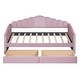 preview thumbnail 5 of 9, Twin Size Upholstered Daybed with Roll-out Trundle Drawers and USB Charging Ports, Velvet Sofabed Frame for Living Room, Pink