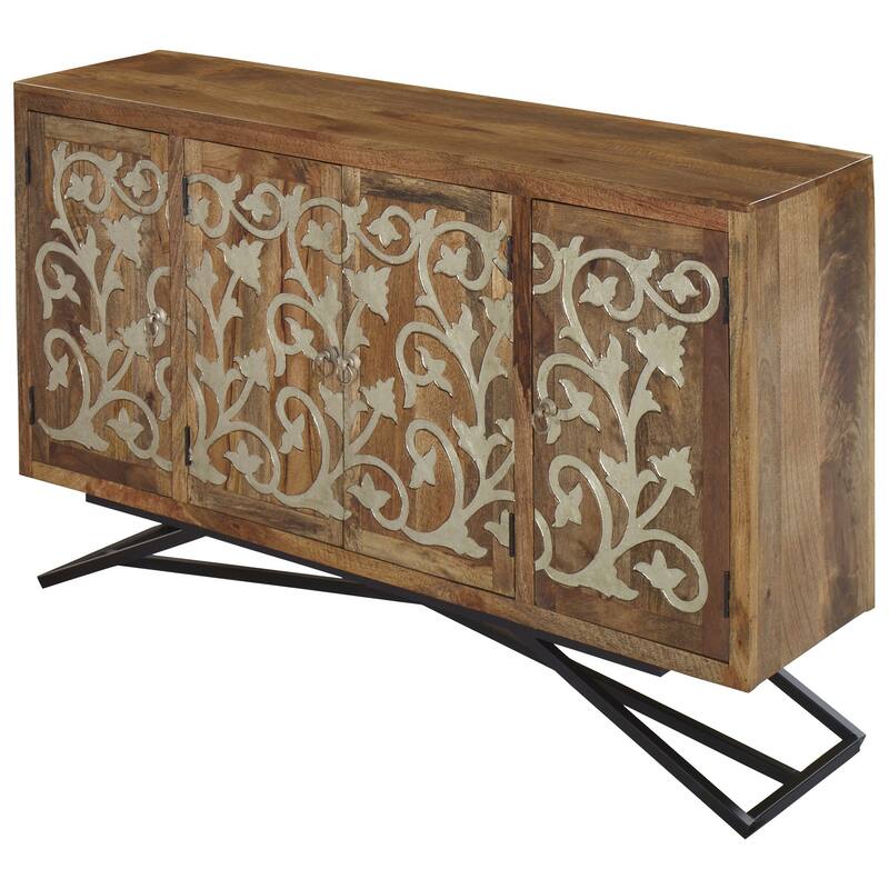Brass Scroll Mango Credenza