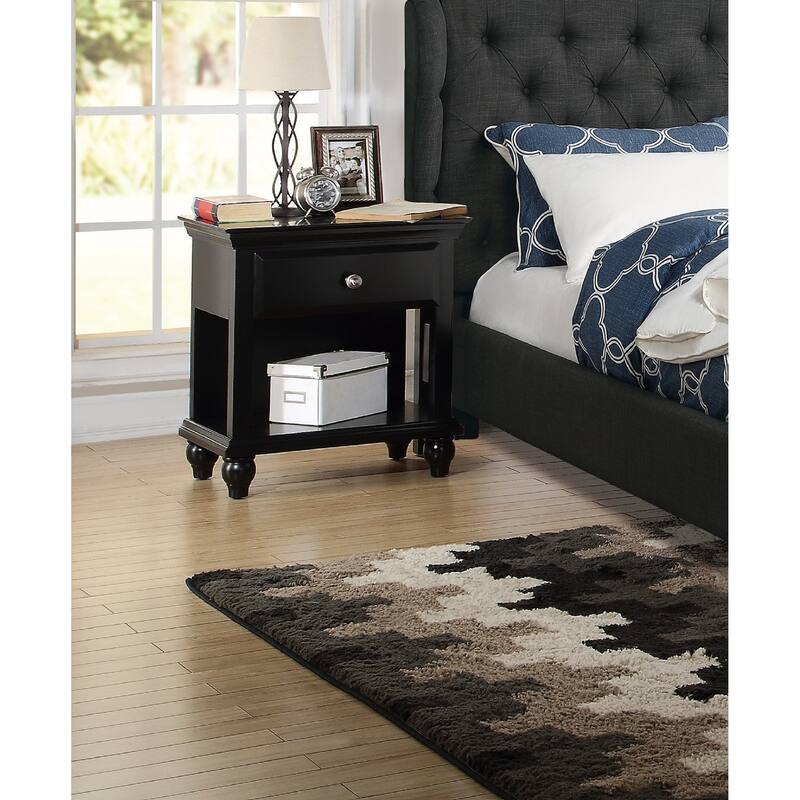 Modern Bedroom Nightstand White Color Wooden 1 Drawers