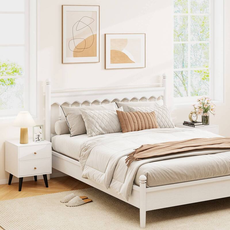 Costway 1/2 PCS Nightstand with 2 Drawer with Storage, Small Accent