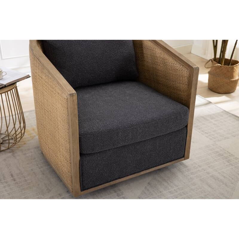 360 Degree Swivel Upholstered Accent Barrel Arm Chair