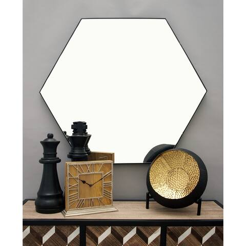 Contemporary Hexagon Wood Wall Mirror - Multiple Finishes and Sizes