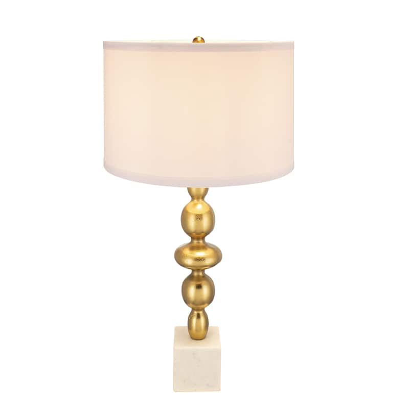 D15x29.5" Gold and White Table Lamp with Round Four Tiered Body