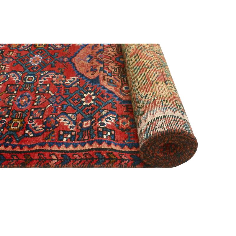 Fine Vintage Distressed Beamer Red/Navy Runner - 2'8" x 12'4"