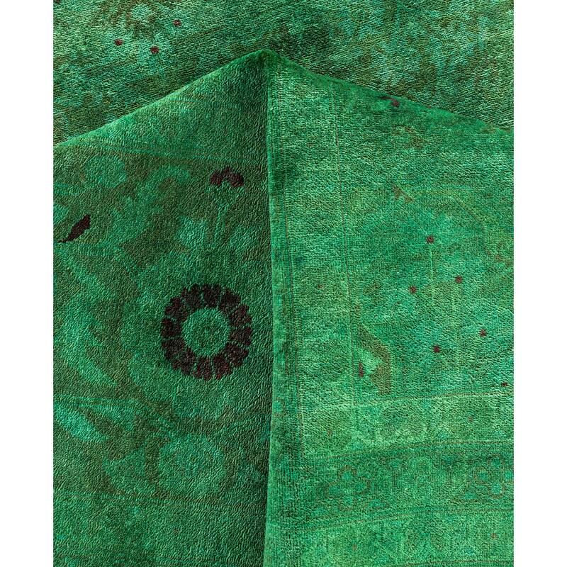 Overdyed One-of-a-Kind Hand-Knotted Area Rug - Green - 12' 1" x 17' 10"
