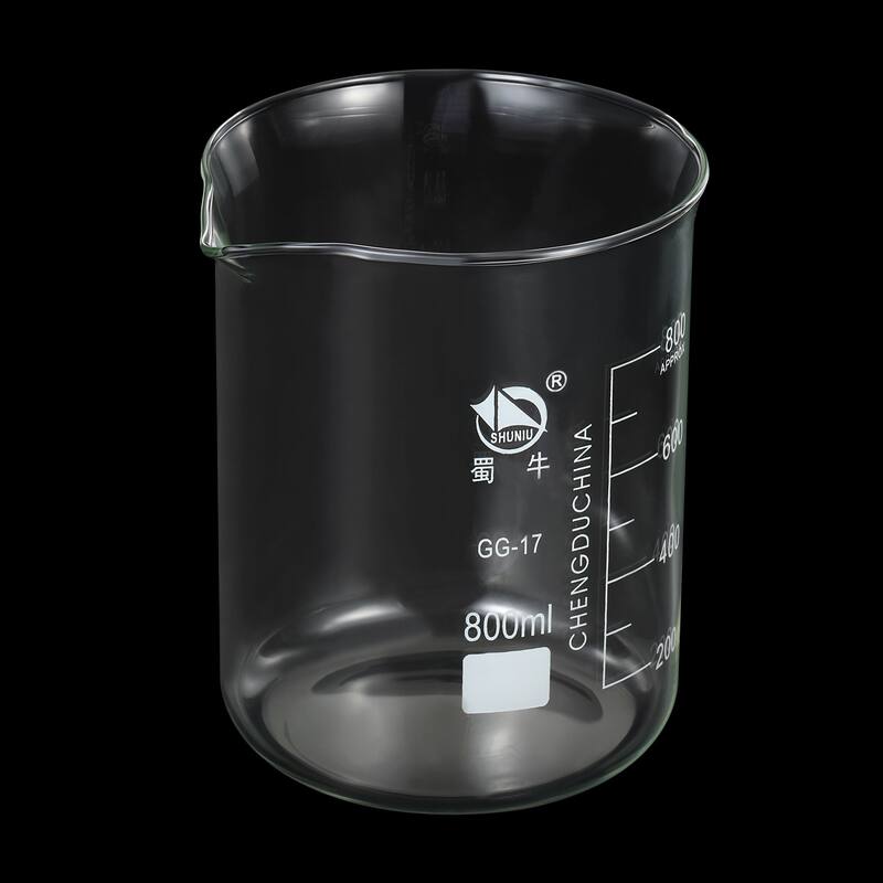 800ml Low Form Glass Beaker, 3.3 Borosilicate Lab Measuring Cups - Clear