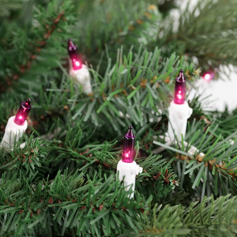 50-Count Purple Mini Christmas Light Set 10ft White Wire - 10'