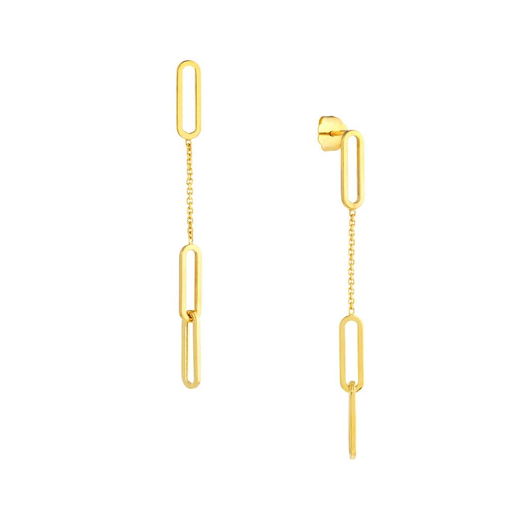 Curata 14k Yellow Gold 50x5mm Long Dangle Paperclip Post Earrings