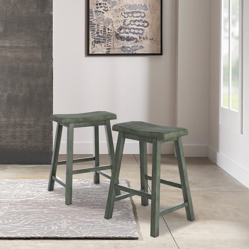 Cadiz Saddle Seat 24" Counter Height Backless Stools (Set of 2)