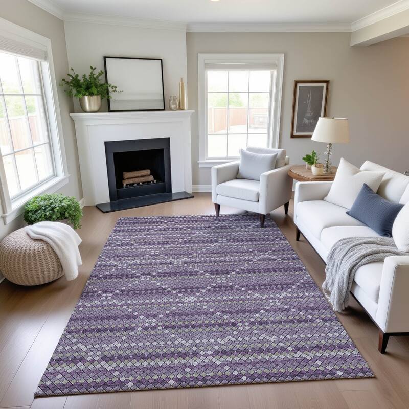 Premium Washable Super Soft Trellis Ombre Mayfield Rug - Purple - 8' x 10'