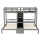 preview thumbnail 6 of 14, Triple Twin Bunk Bed with Storage Board, Built-in Staircase & Drawers - Sturdy Pinewood Frame