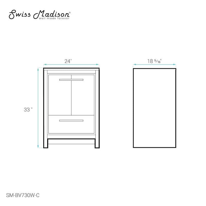 Virage 24 Freestanding, Bathroom Vanity In White Cabinet Only (SM-BV730W)