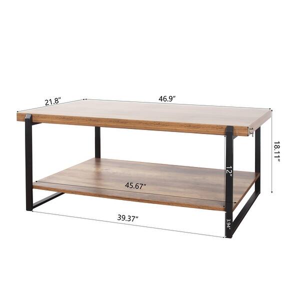 2 Tier Wooden Coffee Table with Storage - Bed Bath & Beyond - 35926056