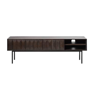 Rye Studio Modern 63" Wide 2-Drawer TV Lowboard, Espresso Oak - 16"W x 63"L x 20"H