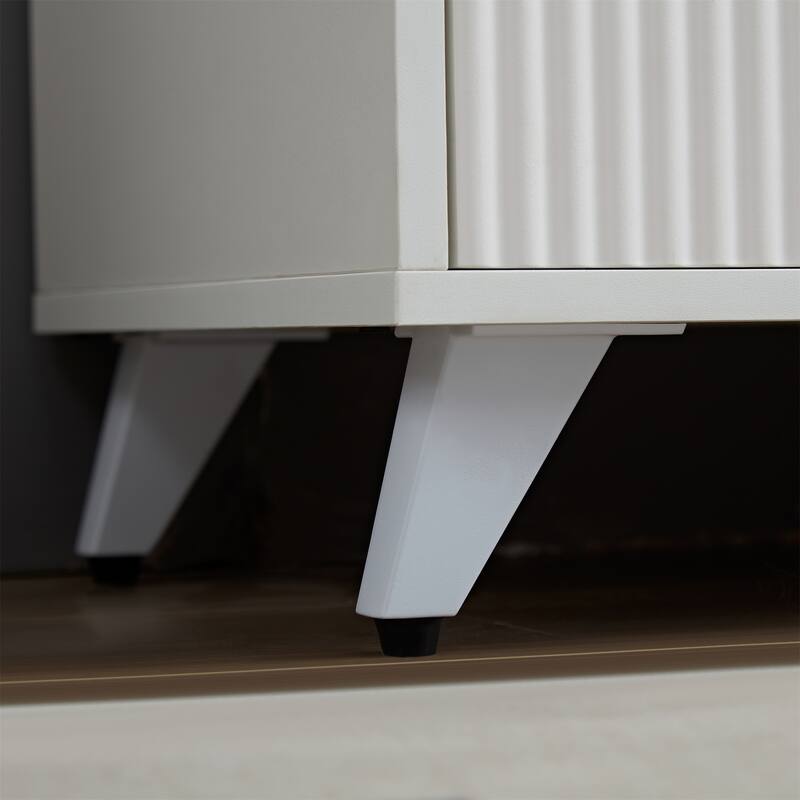 3 Doors Sideboard Buffet with Wavy Texture and Adjustable Shelves