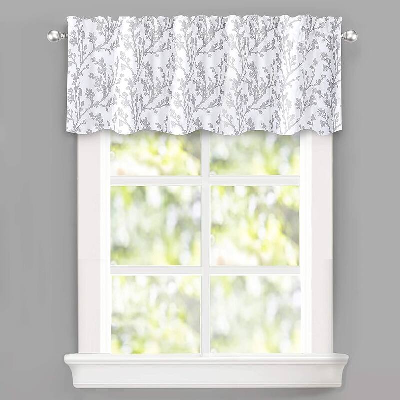 DriftAway Sarah Floral Tree Branch Pattern Blackout Window Curtain Valance Gray - 52'' width x 14'' length