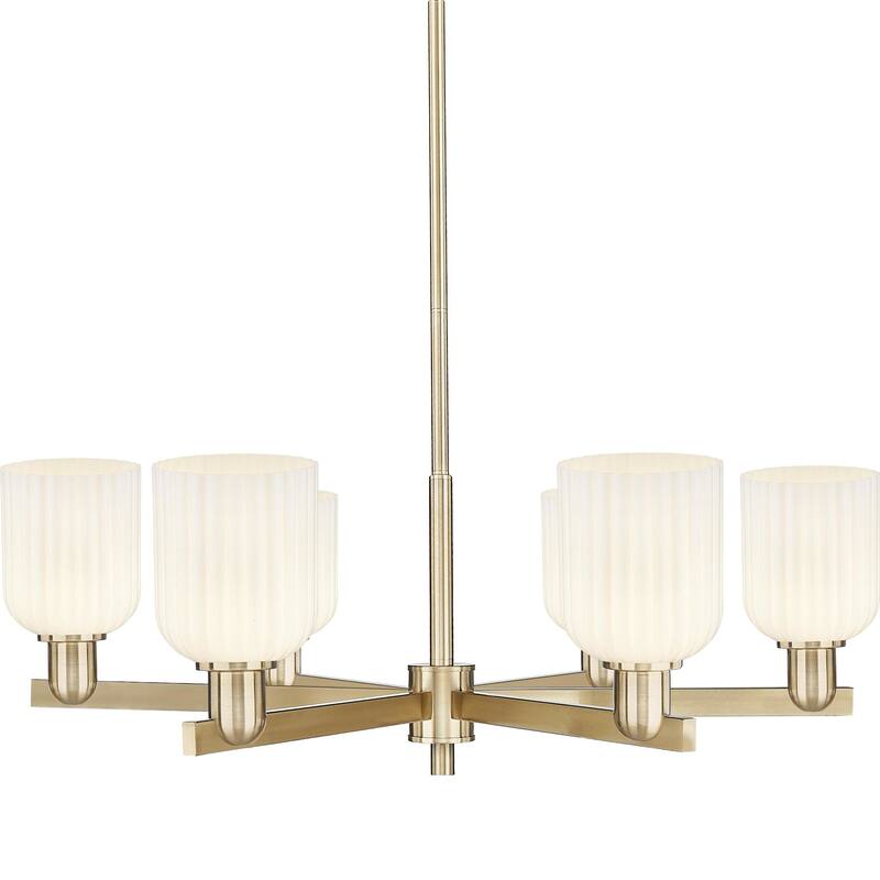 Innovations Lighting 716-6CR-11-35 Bridal Veil Chandelier Bridal Veil - Champagne Bronze / Gloss White