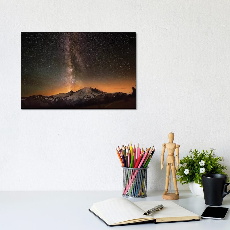 iCanvas "USA, Washington State, Mt. Rainier National Park. Milky Way over Mt. Rainier in summer." by Jaynes Gallery Canvas Print - 8x12x0.75