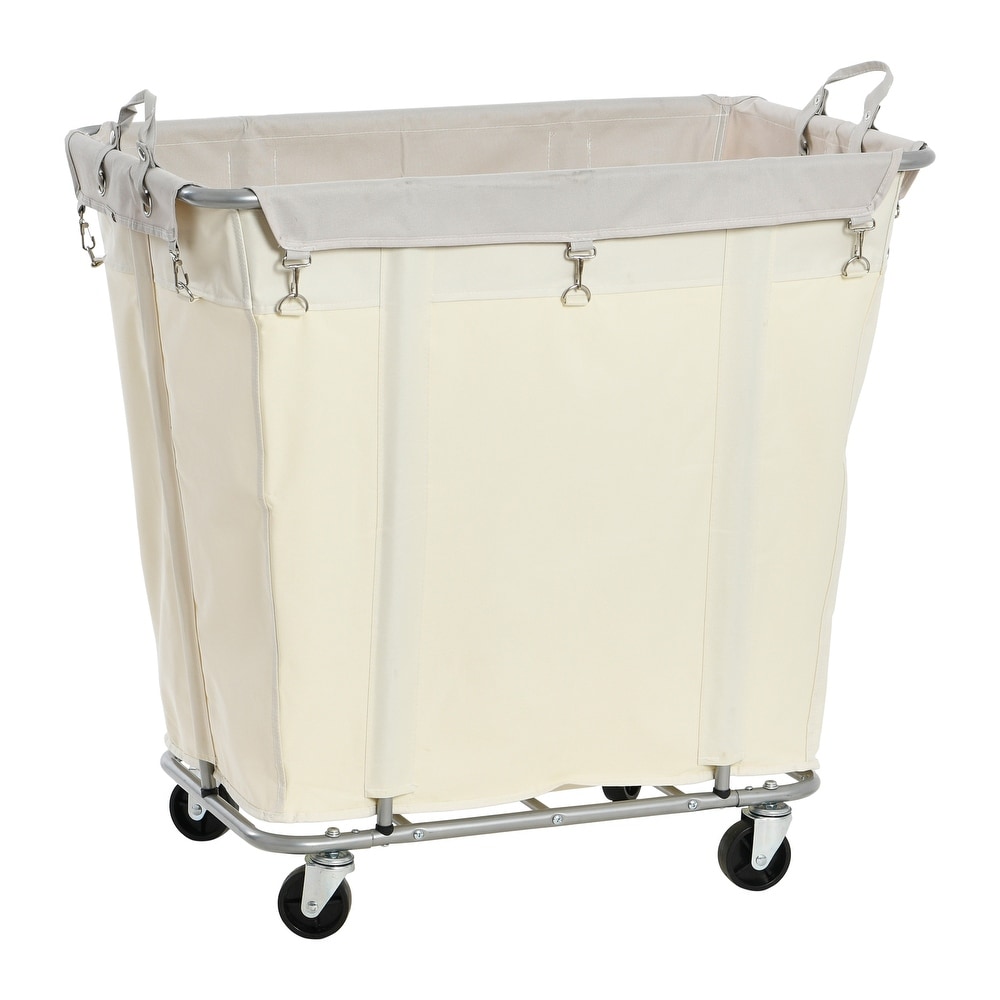Laundry Hamper, Large Collapsible Canvas Clothes Basket with Round Handles  for Convenient Carrying by Lavish Home - Bed Bath & Beyond - 17374957