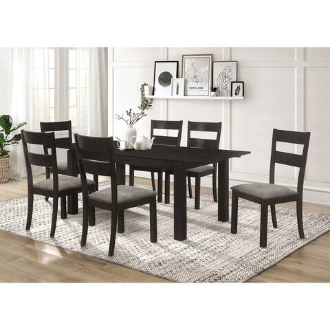 Riley Black and Dark Grey 7-piece Dining Set with Butterfly Leaf