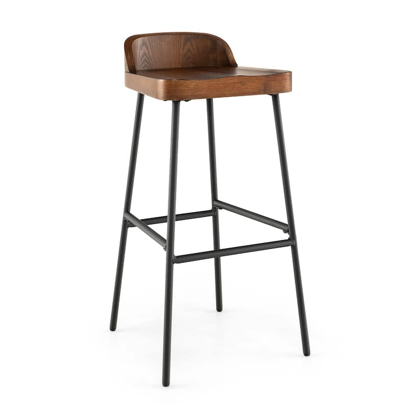 Industrial Bar Stools with Low Back and Footrests - 16.5" x 14" x 32.5" (L x W x H)